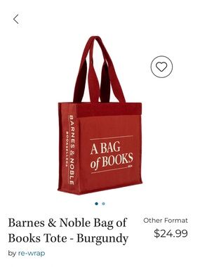 NWT Barnes & Noble Bag of Books Tote Burgundy